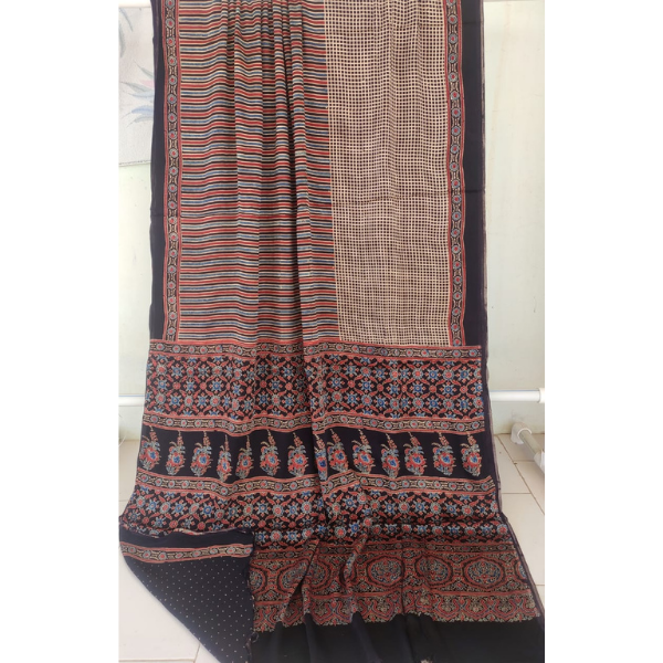 Ajrakh Block print Saree 